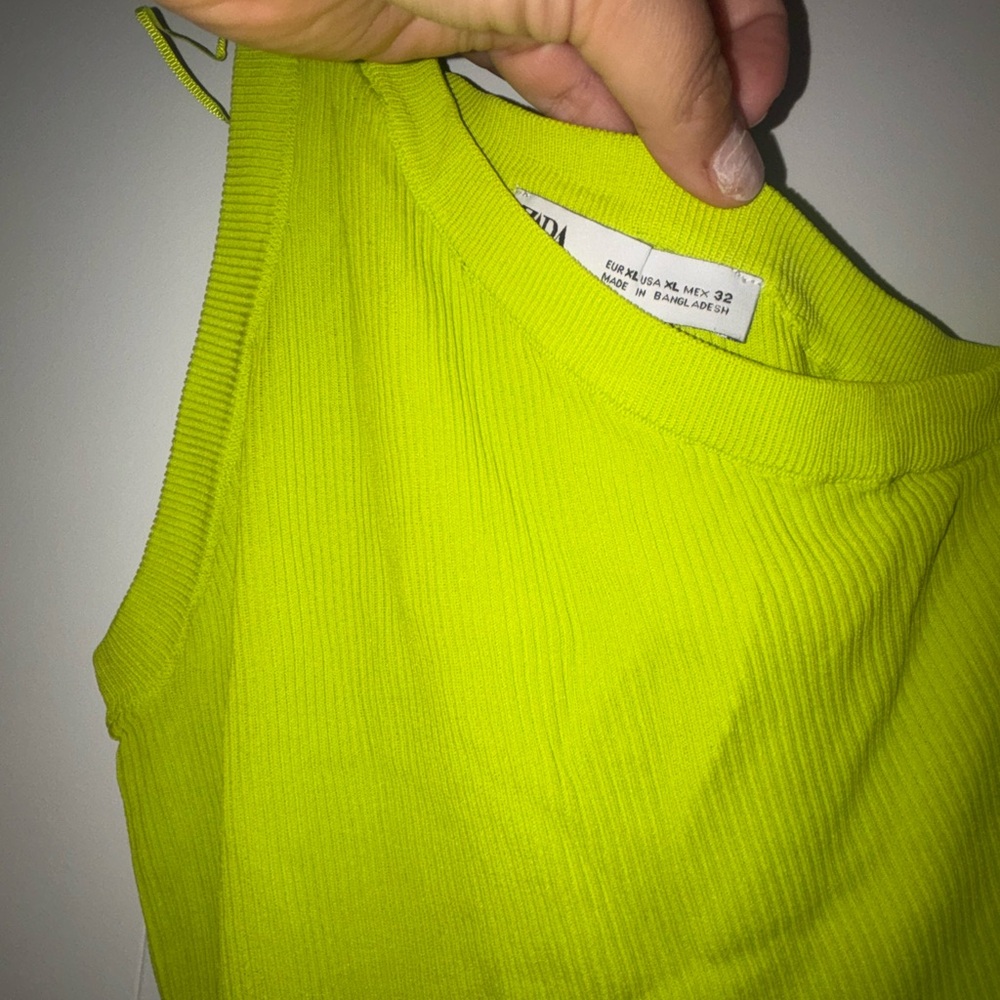 Zara  Neon Yellow Ribbed Tank Top